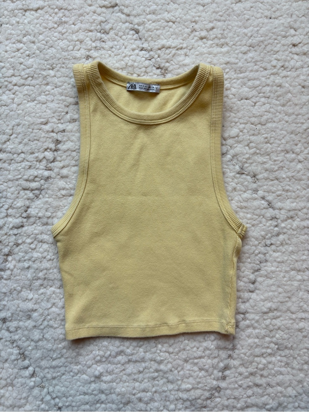 Zara Yellow Ribbed Crop Tank
